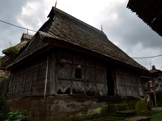 Fototapeta na wymiar Penglipuran village in a cloudy day, Bali, Indonesia