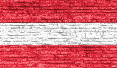 Colorful painted national flag of Austria on old brick wall. Illustration.