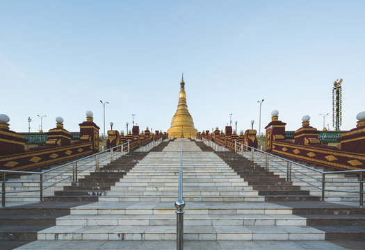 Stairs leading up to the Upatasanti Pagoda in Naypyitaw, Myanmar