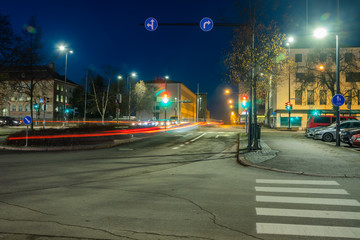 Fototapeta premium Kouvola, Finland - 15 November 2019: Night view of the center of Kouvola.