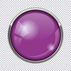 purple round button isolated on transparent background