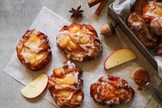 Homemade Apple Fritters with cinnamon glaze