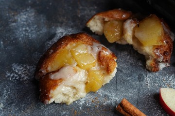 Homemade Apple Fritters with cinnamon glaze