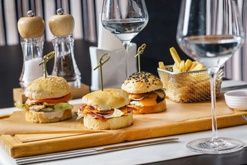 burgers with french fries