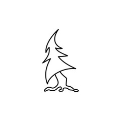 Simple line art christmas tree. X mas illustration icon of traditional festive symbol of the winter holiday seasonal event during new year. Unpainted for coloring book or page for children and kids. 