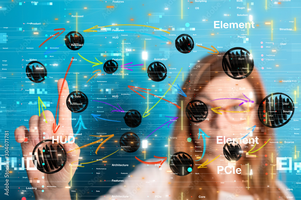 Poster abstract technology geometric and data