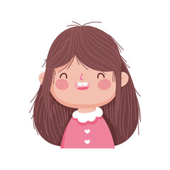 cute little girl long hair on white background