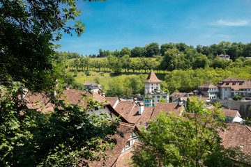 Fototapeta na wymiar View of old houses in Bern city, Switzerland