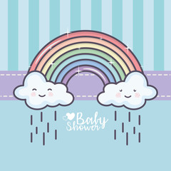baby shower rainbow clouds rain drops decoration