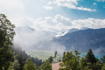 Interlaken with Swiss Alps and stunning valley from Brunig Pass, Switzerland