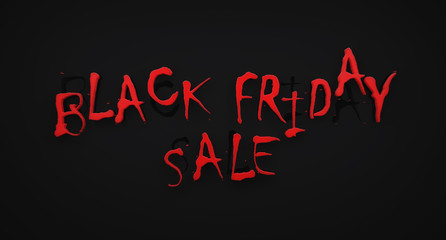 Red "Black Friday Sale" sign on black background, 3D Illustration