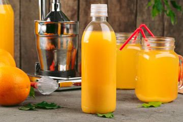 Obraz na płótnie Canvas Still life of orange juice close up