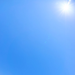 雲の無い青空と太陽の背景素材