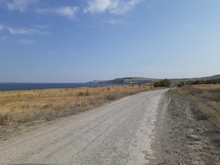  road to the hills in the steppe