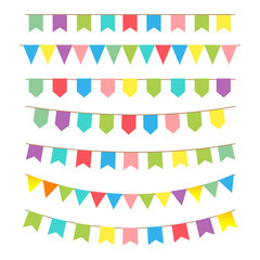 Vector bunting and garland set icon