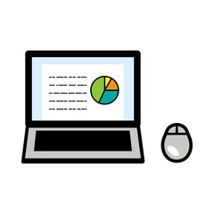 シンプルなノートパソコンとマウス 資料作成 シルバー