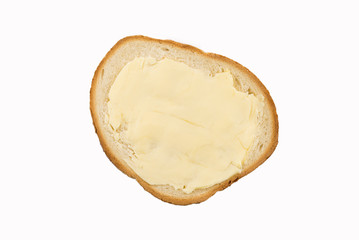 Bread and butter isolated on white background.