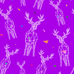 Deer triangle shape seamless pattern backgrounds. Wrapping paper template. Polygonal design illustration.