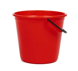 Foto op Plexiglas empty red plastic household bucket on a white background © fotofabrika