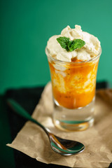 dessert with whipped cream