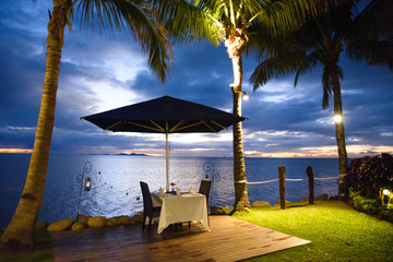 Romantic dinner setup at Fiji