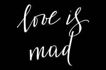 Phrase love is mad handwritten text vector