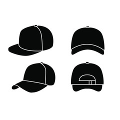 set of black Baseball hat logo icon design vector illustration
