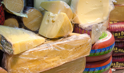 Lot of cheese at Jerusalem chees store