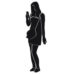 Fototapeta premium fashion; lady; standing; people; black; vector; design; modern; isolated; icon; woman; silhouette; person; background; girl; female; white; body; front; abstract; heels; sexy; art; hair; young; tall; 