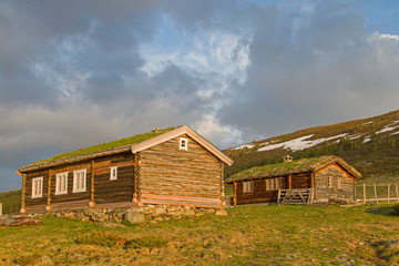 Fototapeta na wymiar Kleine Siedlung an der Sognefjellsveien 