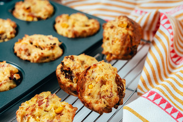Ham, Sweetcorn and Tomato Muffins