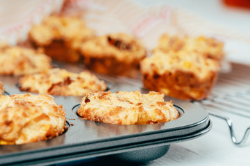 Ham, Sweetcorn and Tomato Muffins