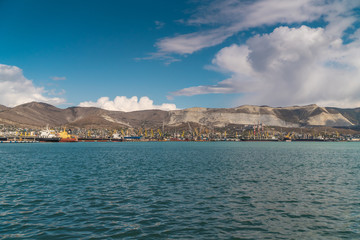 Fototapeta premium Beautiful landscape views of the embankment and views of Tsemesskaya Bay of Novorossiysk.