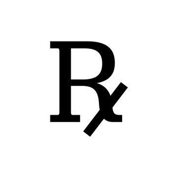 Rx prescription medical symbol isolated on a white background.