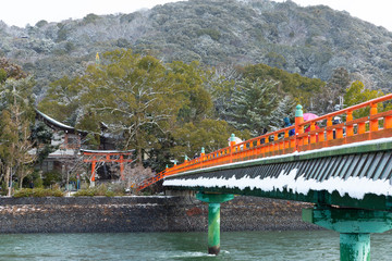 宇治川の雪景色　朝霧橋