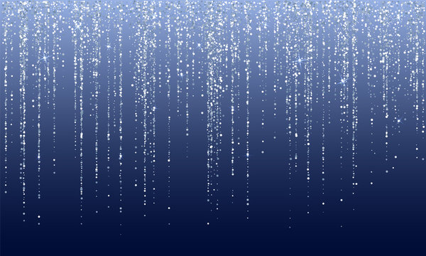 Falling in lines silver glitter confetti garlands dots rain