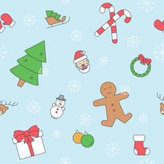 Christmas holiday background - Vector color seamless pattern of winter decoration for graphic design