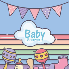 baby shower pacifier feeding bottle rattle sock rainbow bunting