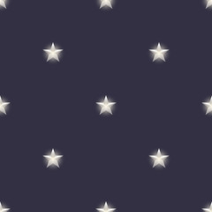 Seamless pattern of shining vector stars. Repeating gradient silver shapes background.