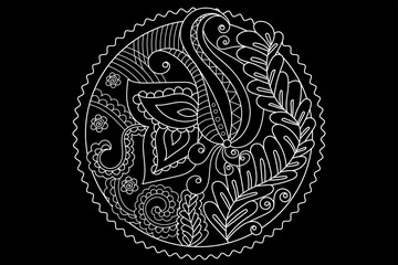 Mandala hand drawn indian pattern vector