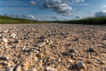 Gravel road in countryside of Latvia.