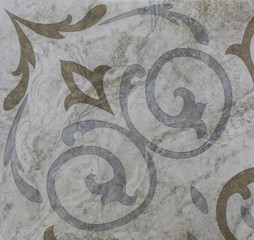 gray kitchen ceramic tile with abstract floral mosaic pattern