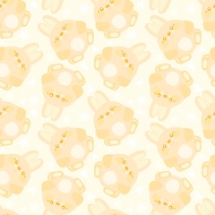 Cute seamless pattern with bunnies in kawaii style