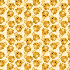 Cute seamless pattern with bunnies in kawaii style