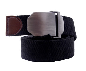 Male black belt fabric style with isolated white background.