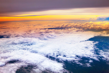 Naklejka na ściany i meble aerial view of cloudscape and beautiful sun light