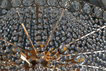 texture of a glass chandelier in the hall