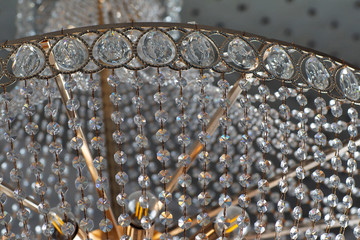 texture of a glass chandelier in the hall