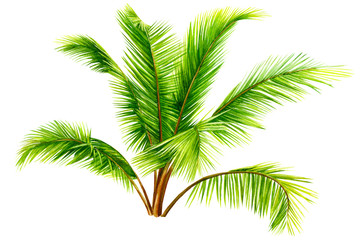 Obraz premium summer tropical plants, palm tree on isolated white background, watercolor illustration, hand drawing