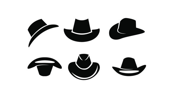 set of black Cowboy hat logo icon design vector illustration
